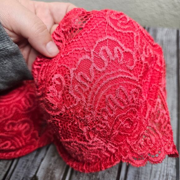 Victoria’s Secret red Very sexy line lacey push up bra no padding womens 36D - Picture 3 of 7